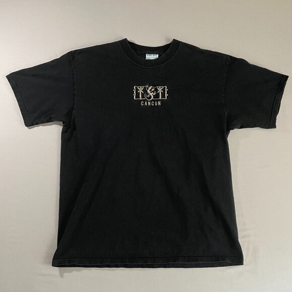 VINTAGE Embroidered Cancun T-Shirt | Men's XL | Mare Blue - Picture 1 of 6